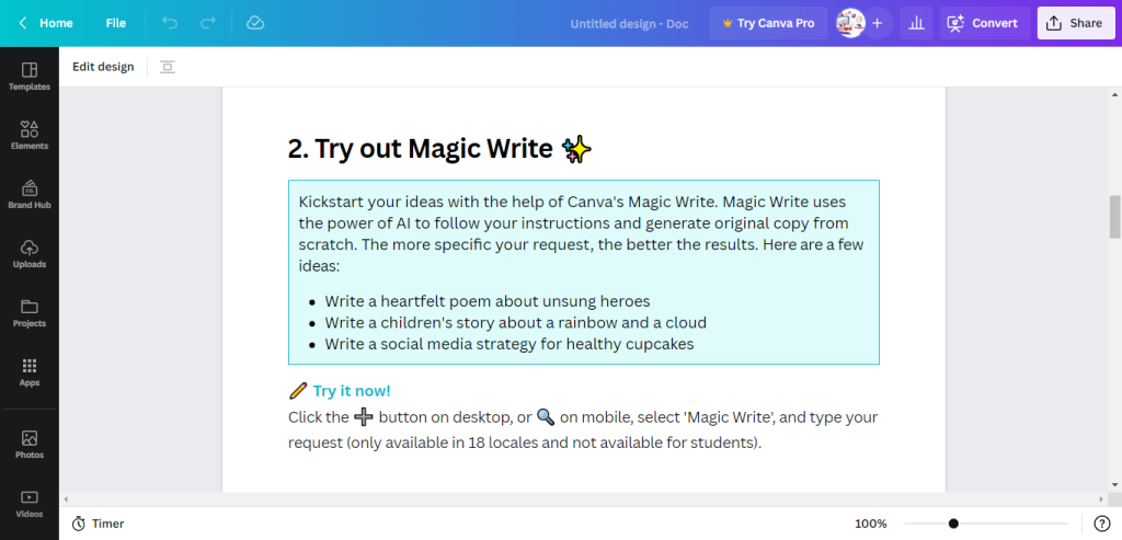 Introducing Magic Write ✨ Canva's AI Copy Generator